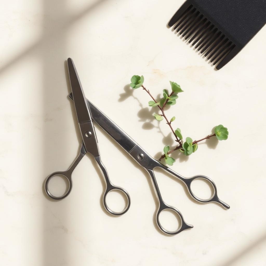 Shears, combs and styling tools at the studio