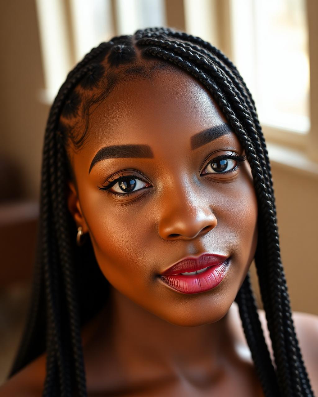 Long knotless box braids styled by Naromie's Touch