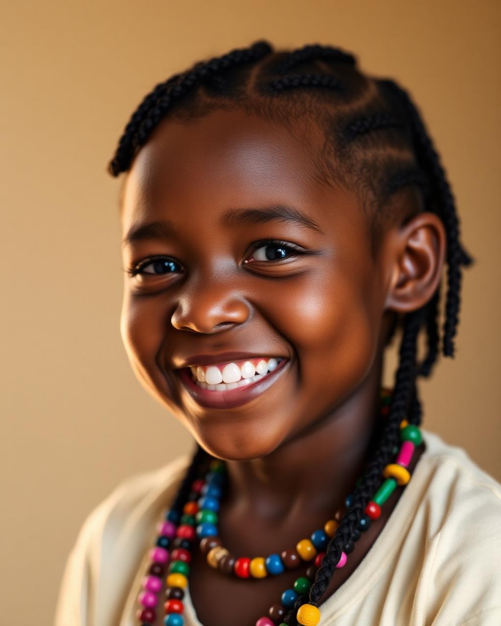 Kids' braids finished with colorful beads